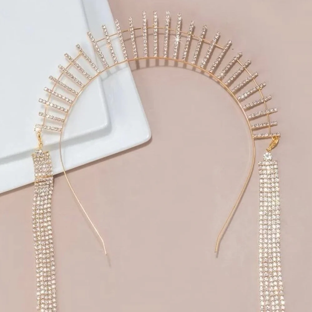 👑 Rhinestone Goddess Headband - Elevate Your Royalty, Gold, Headpiece, NIP